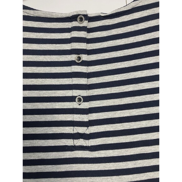 British Khaki Womens Short Sleeve Navy Blue & Gray Stretch Striped Dress Size Xl - Picture 5 of 6